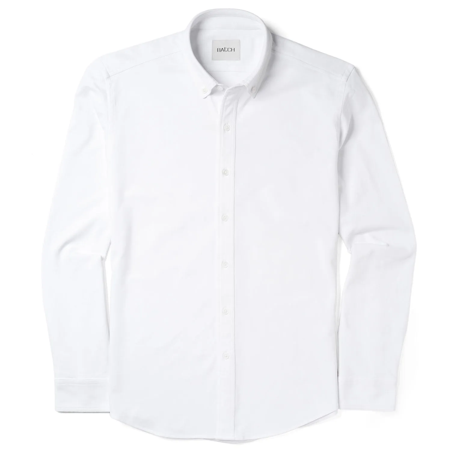 Essential Casual Knit Shirt - White Cotton Knit Pique