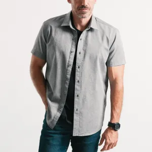 Essential Spread Collar Casual Short Sleeve Shirt - Flint Gray Cotton Oxford