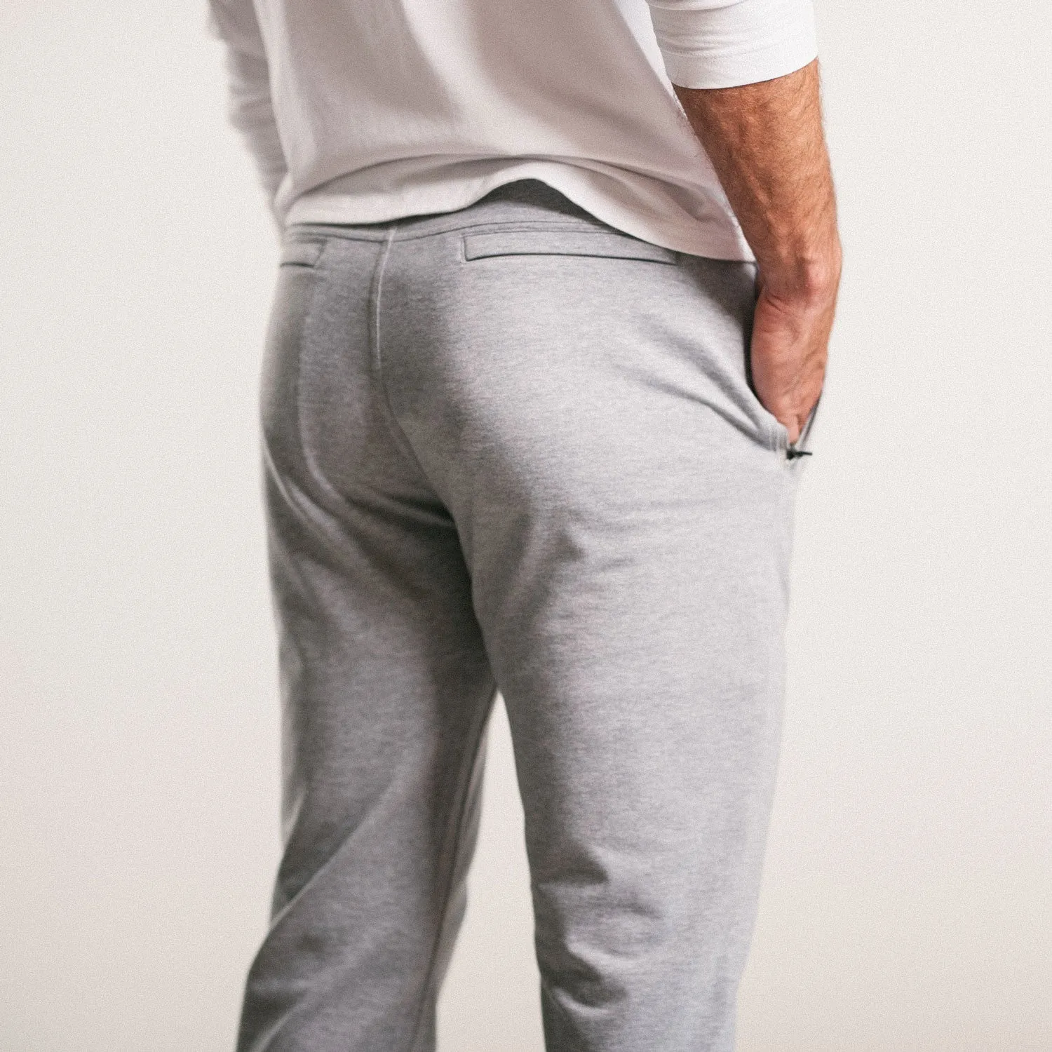 Essential Sweatpants –  Gray Melange Cotton French Terry