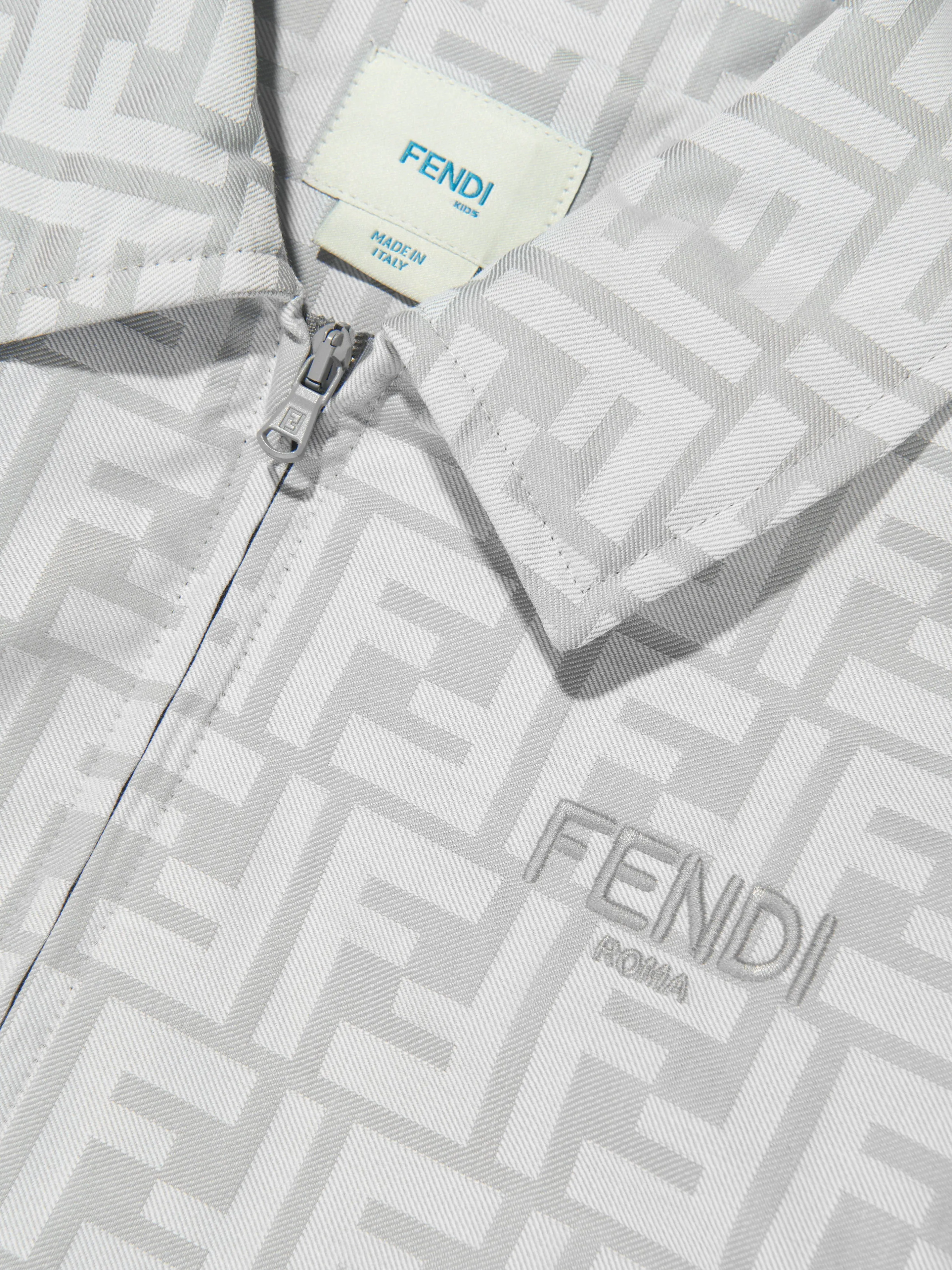 Fendi Boys FF Logo Bomber Jacket in Grey