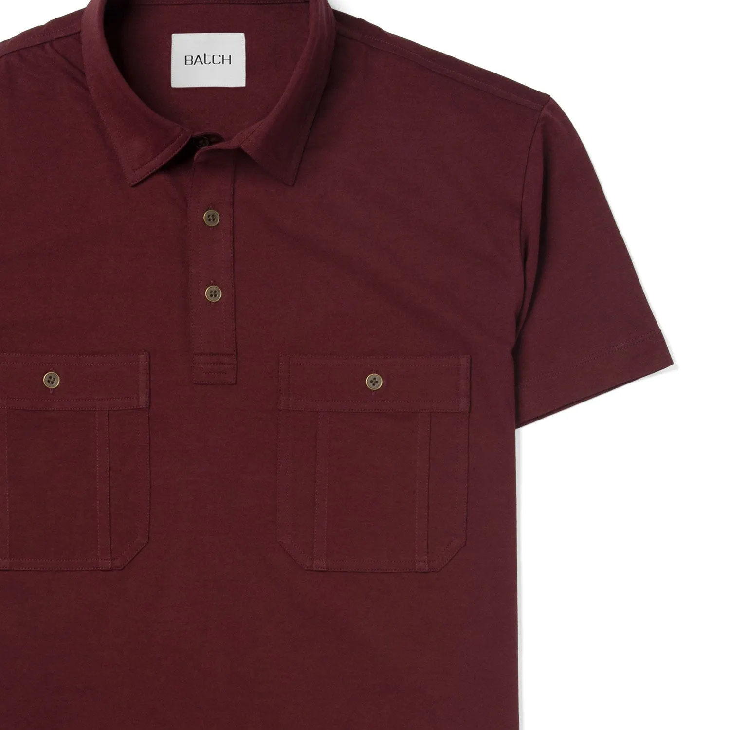 Fixer Short Sleeve Polo Shirt –  Burgundy Cotton Jersey