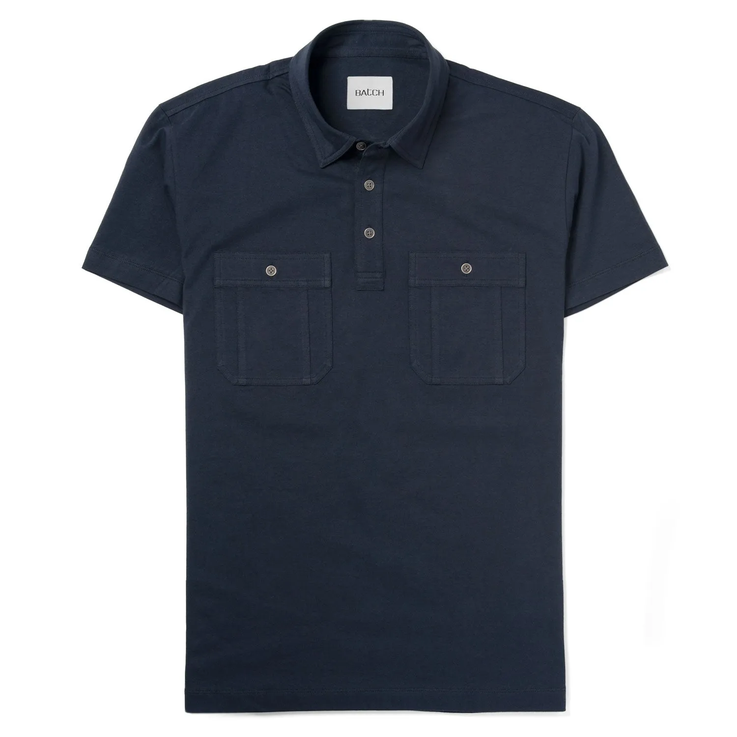 Fixer Short Sleeve Polo Shirt –  Navy Cotton Jersey