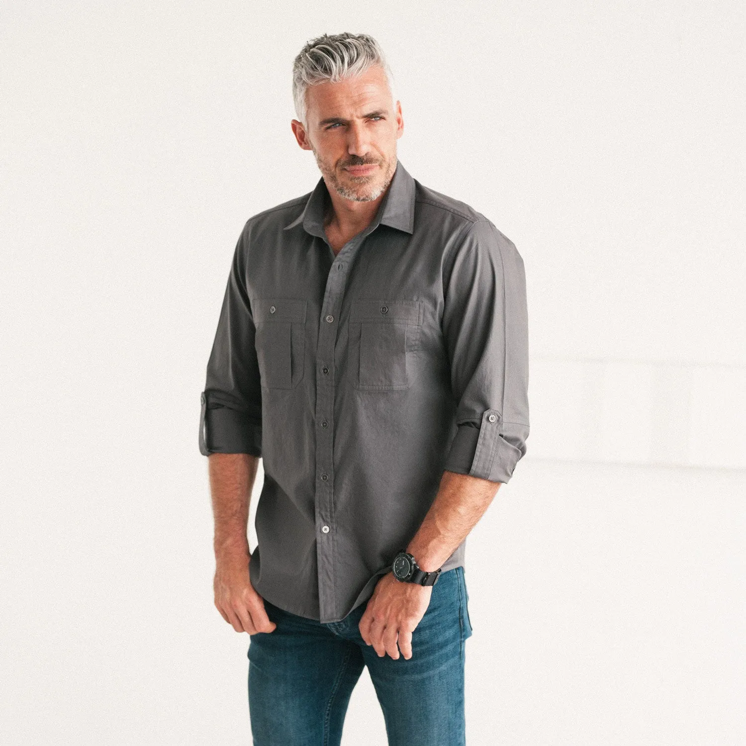 Fixer Utility Shirt – Slate Gray Cotton Twill