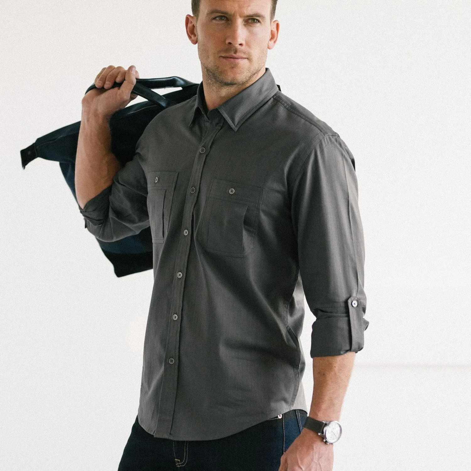 Fixer Utility Shirt – Slate Gray Cotton Twill