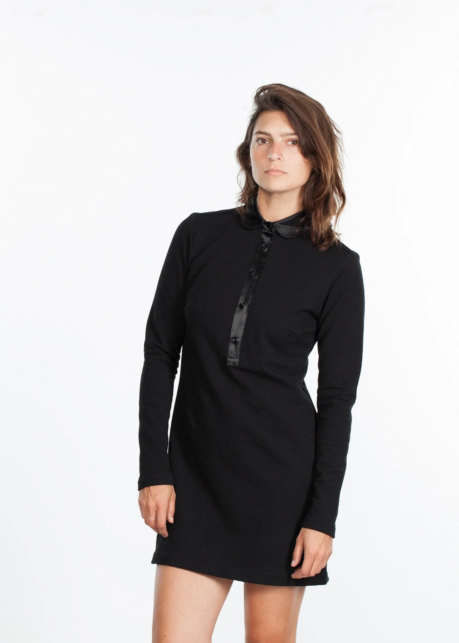 Fleece Jersey Dress in Black