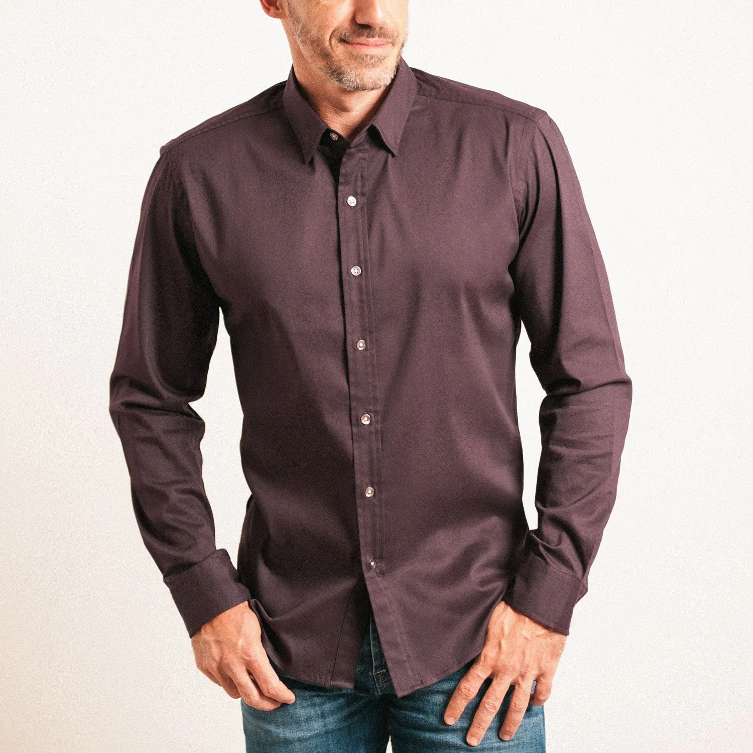 Focul - Burgundy Point Shirt With Button Detail