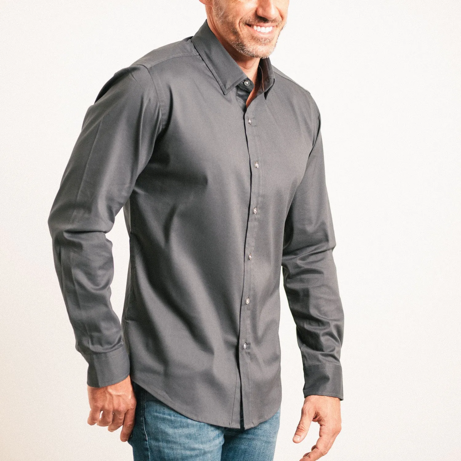 Focul - Slate Gray Point Shirt With Button Detail