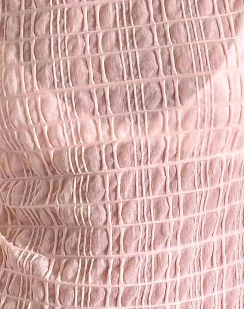 Georgia Textured Mesh Top in Blush Pink