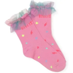 Girls Pink Tulle Ankle Socks