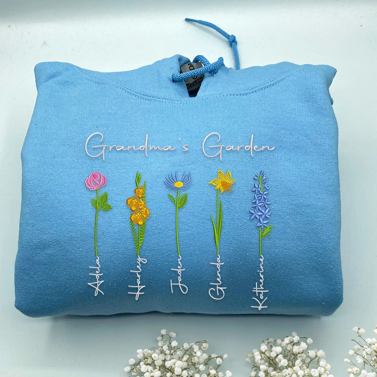 Grandma's Garden Sweatshirt or Hoodie with Embroidered Kids Names