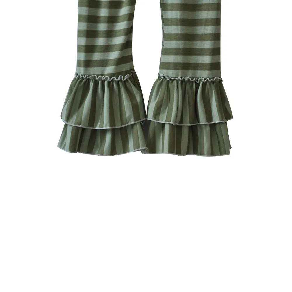 Green & Gray Ruffled Pants Set