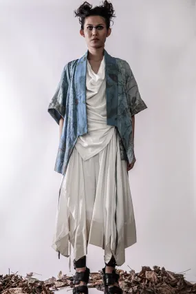 Handmade Indigo Dye and Botanical Print I/B Kimono Jacket