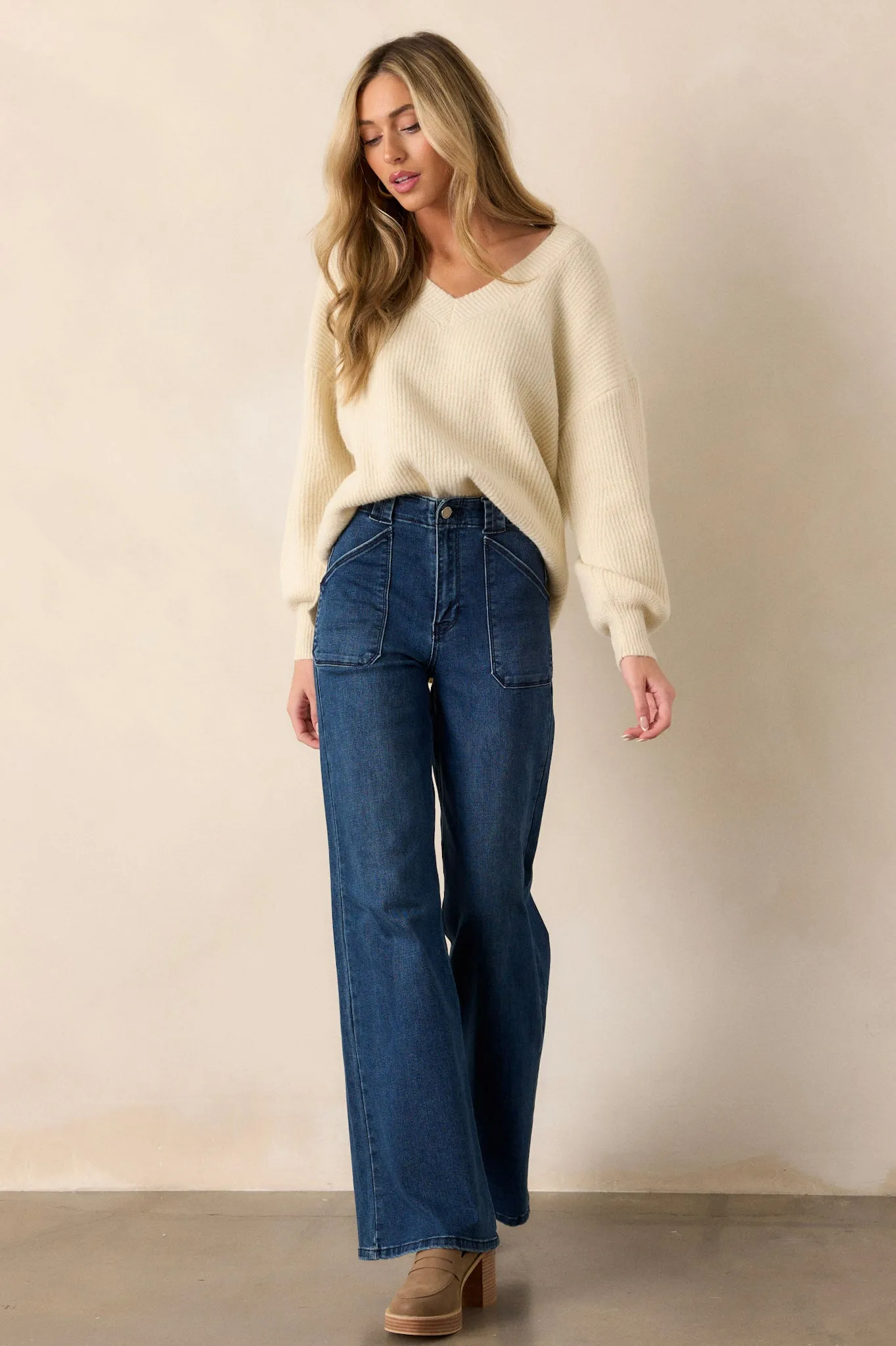 Hazy Days Dark Wash Wide Leg Jeans