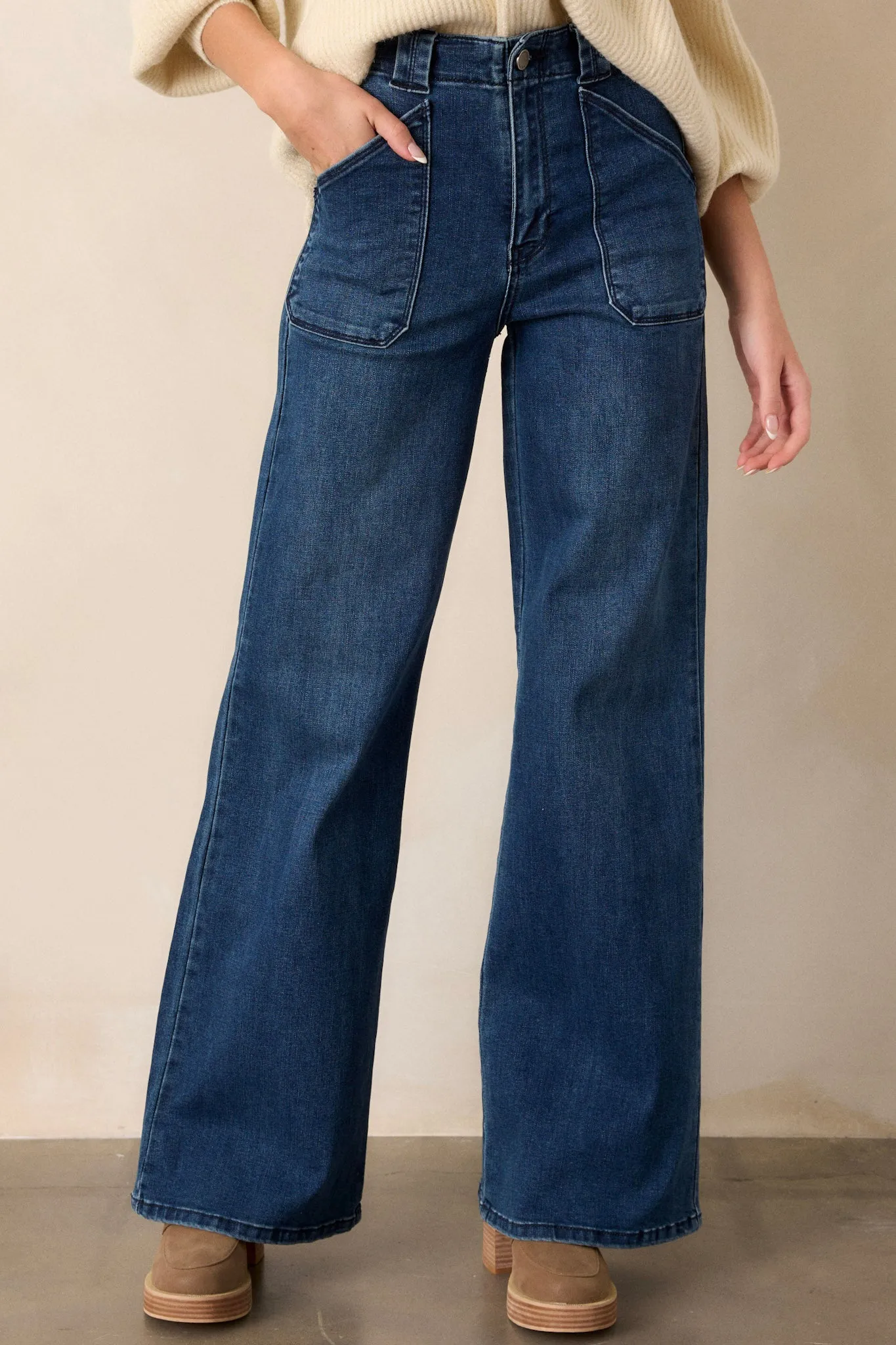 Hazy Days Dark Wash Wide Leg Jeans