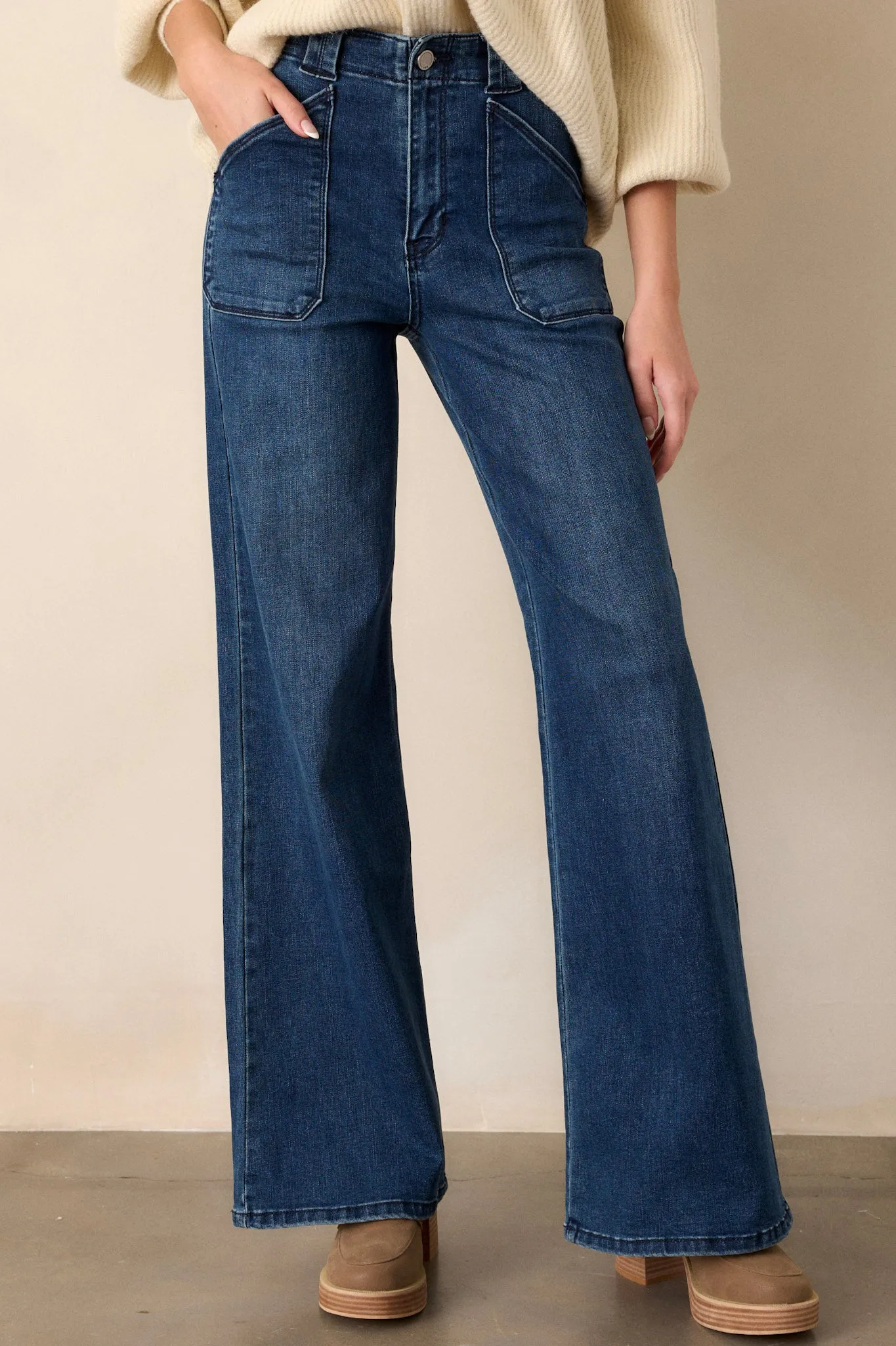 Hazy Days Dark Wash Wide Leg Jeans