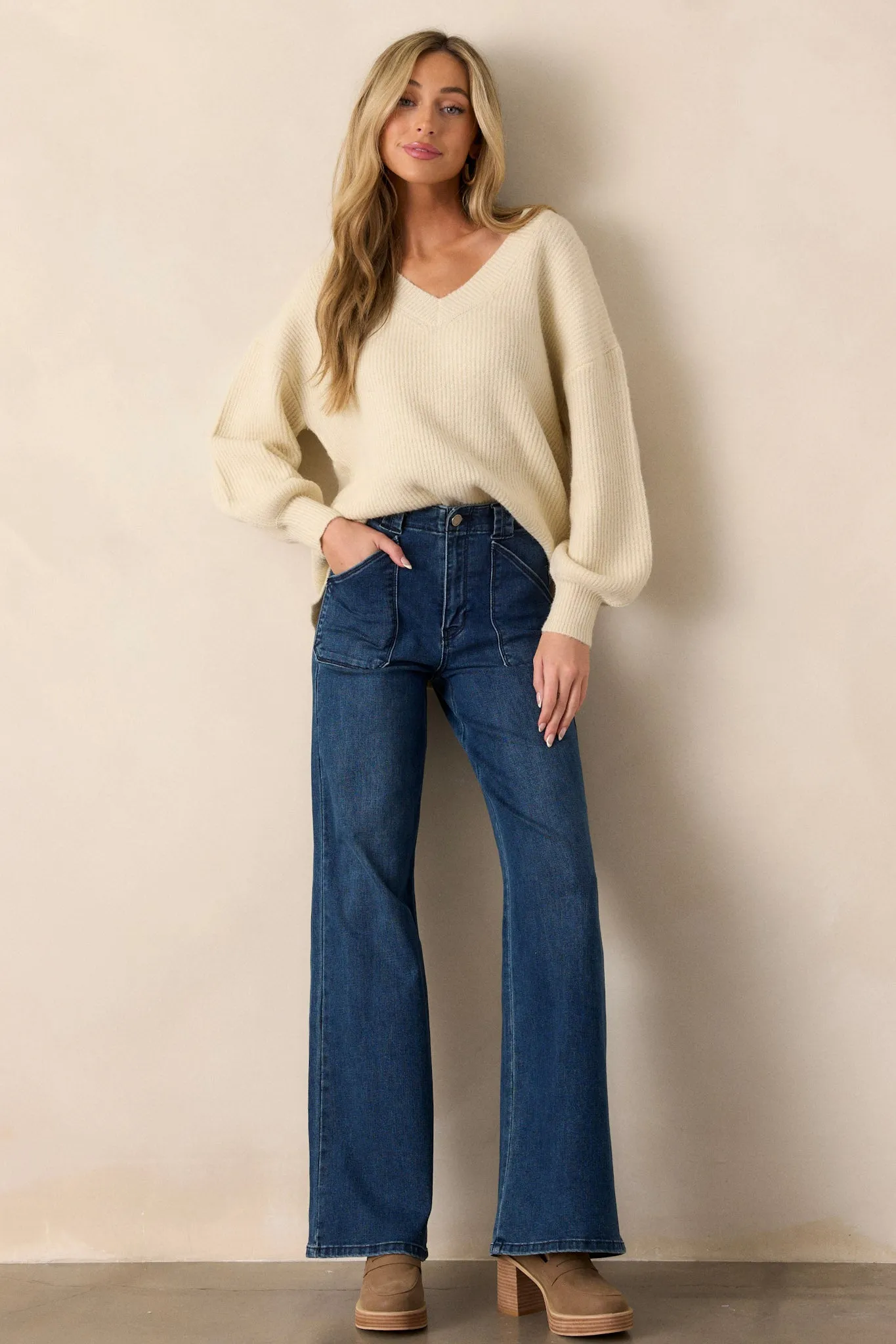 Hazy Days Dark Wash Wide Leg Jeans