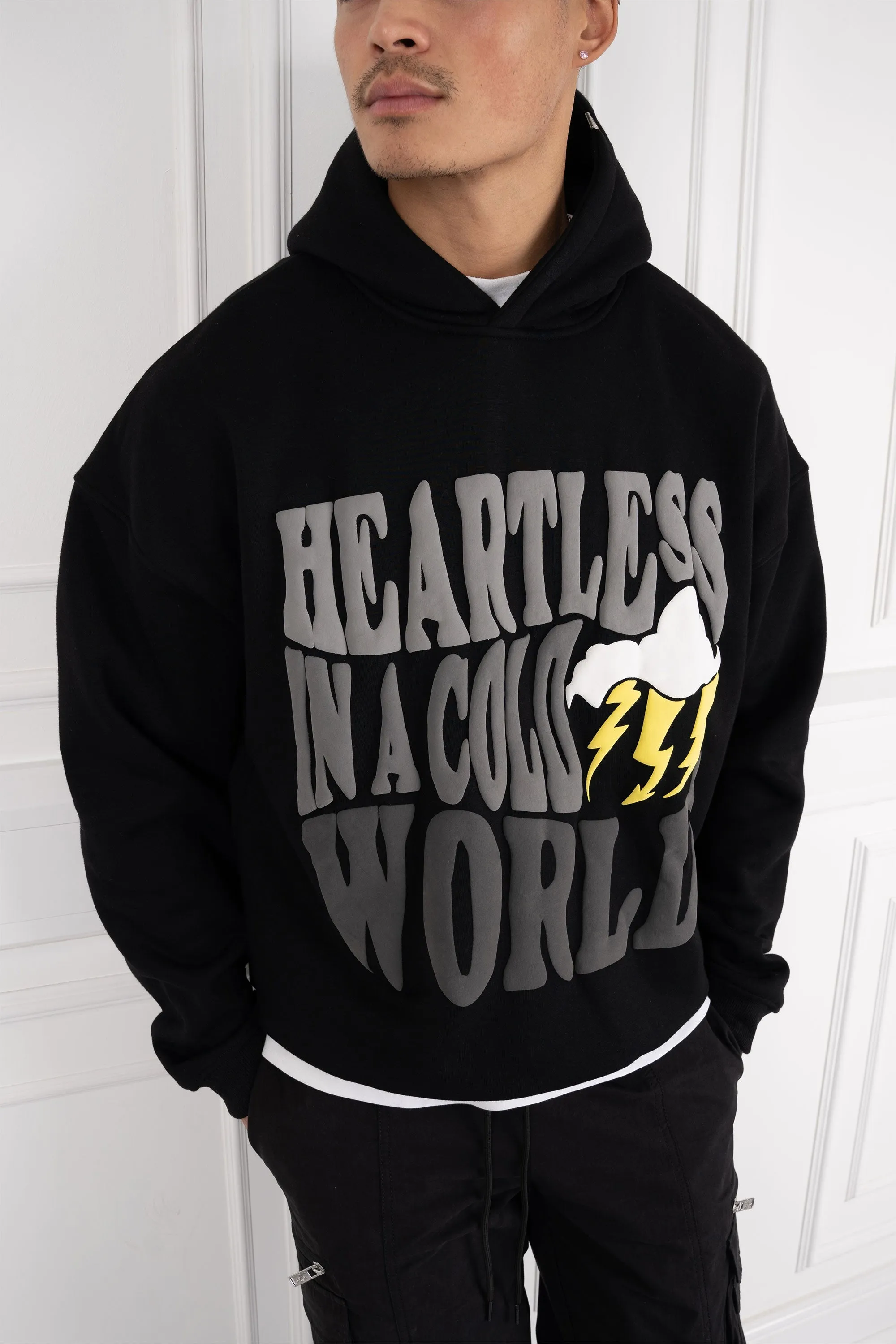 Heartless Puff Print Hoodie - Black