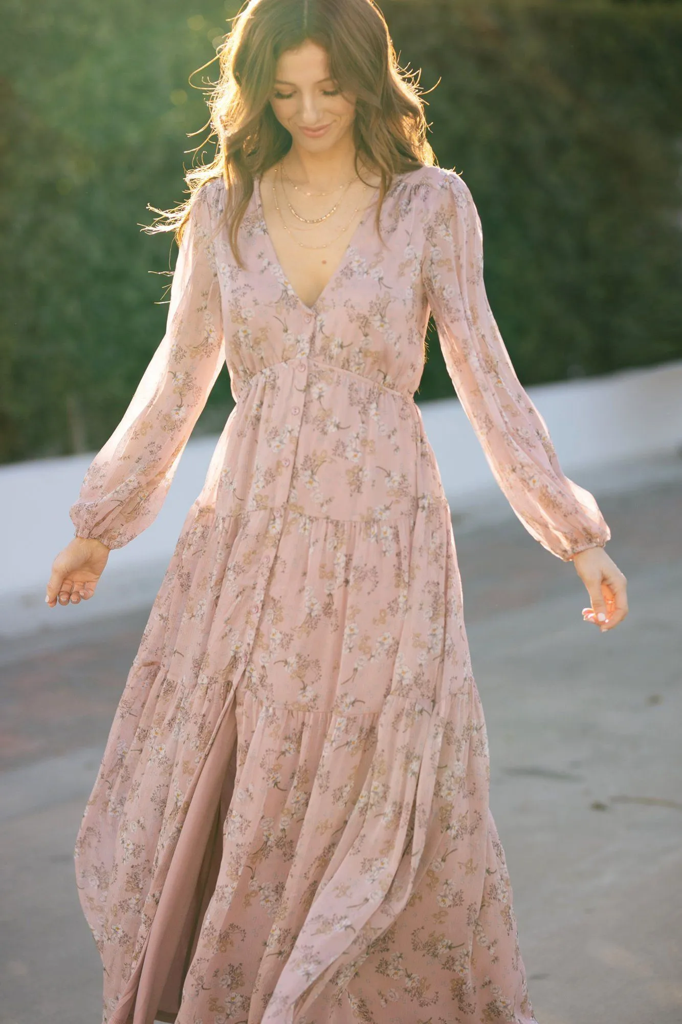 Helena Long Sleeve Floral Maxi Dress