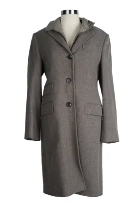 Herringbone Dress Coat W/ High Neck Insert