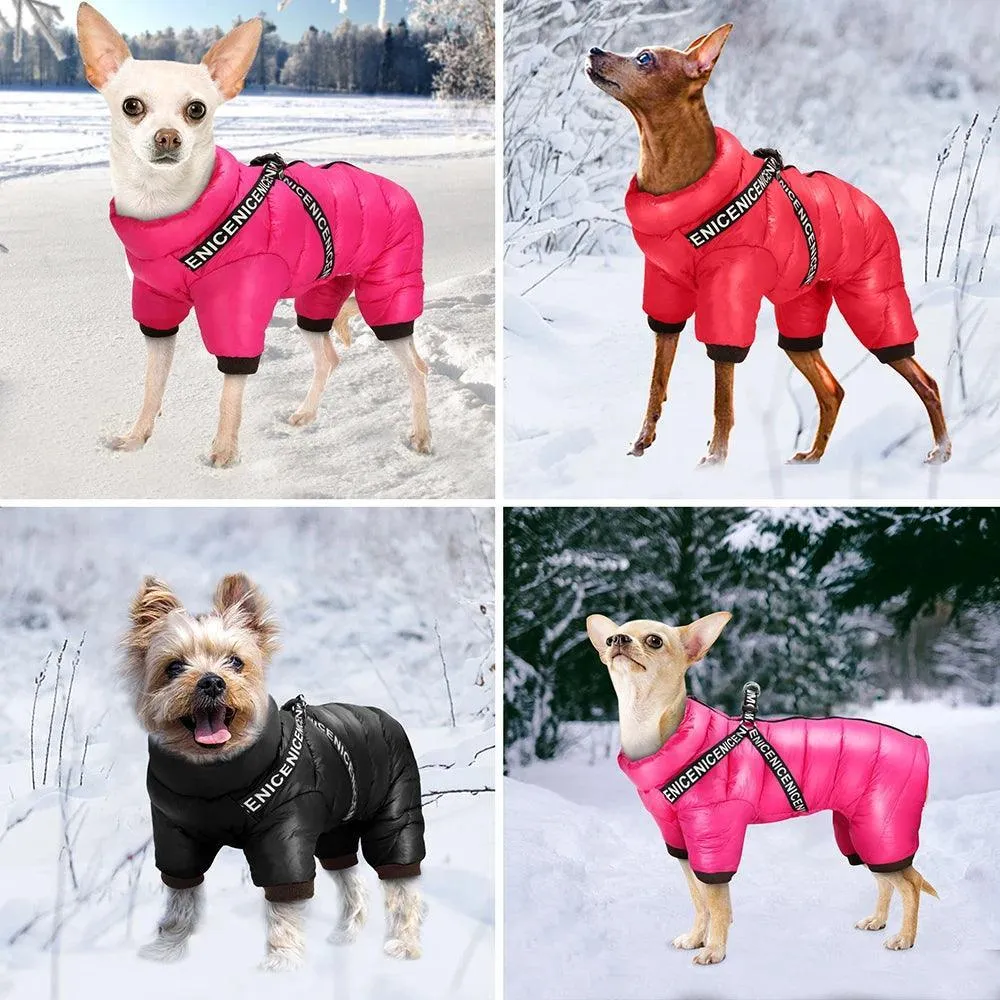 Hooded Winter Dog Jacket: Stylish Waterproof Harness for Small to Medium Breeds