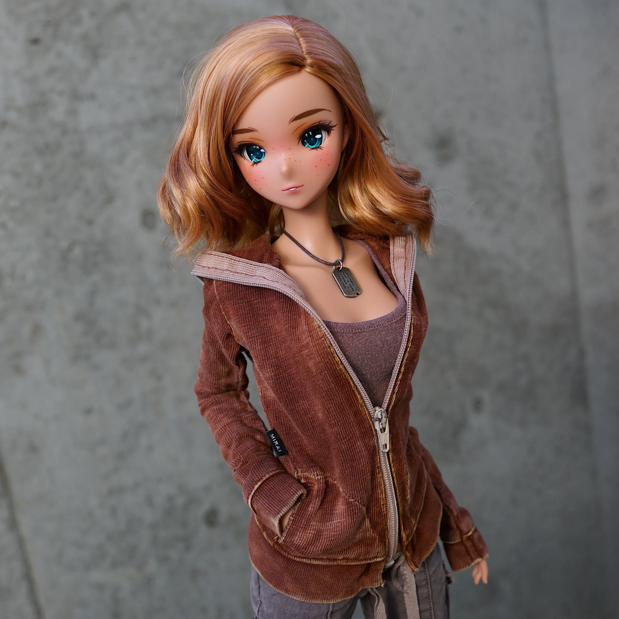 Hooded Zip Cardigan (Rusty Brown)