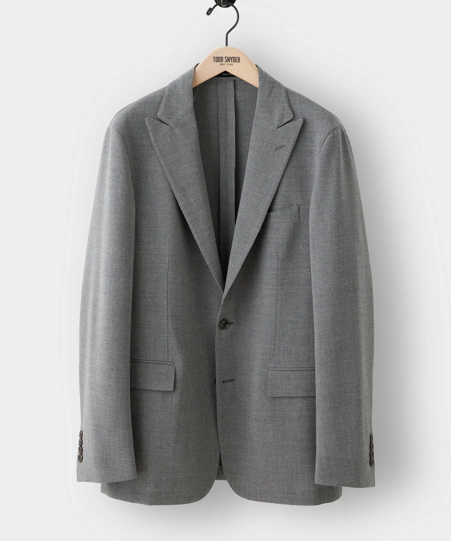 Italian Peak Lapel Hopsack Sport Coat in Grey