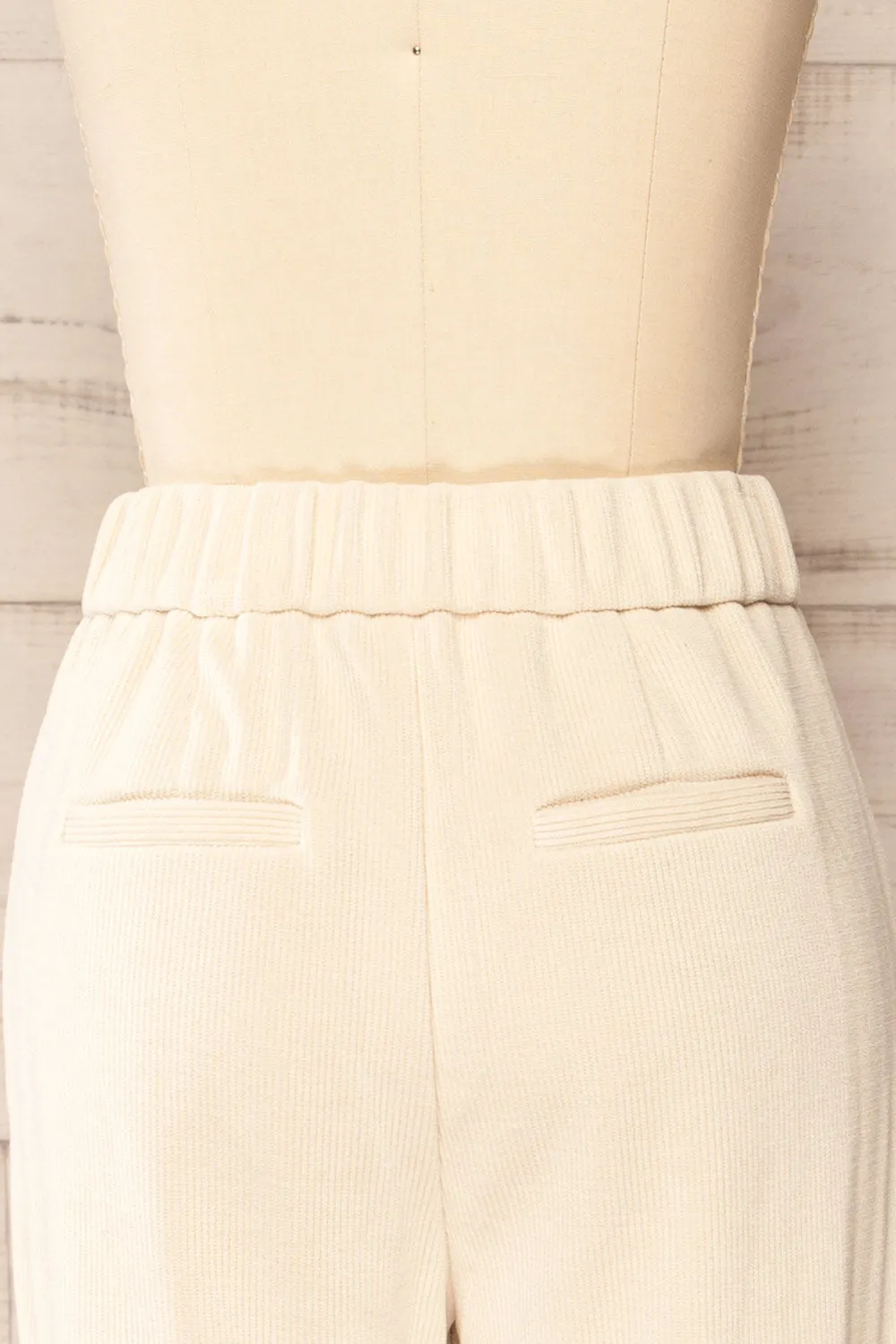 Jakarta Ivory | Corduroy High-Waisted Pants