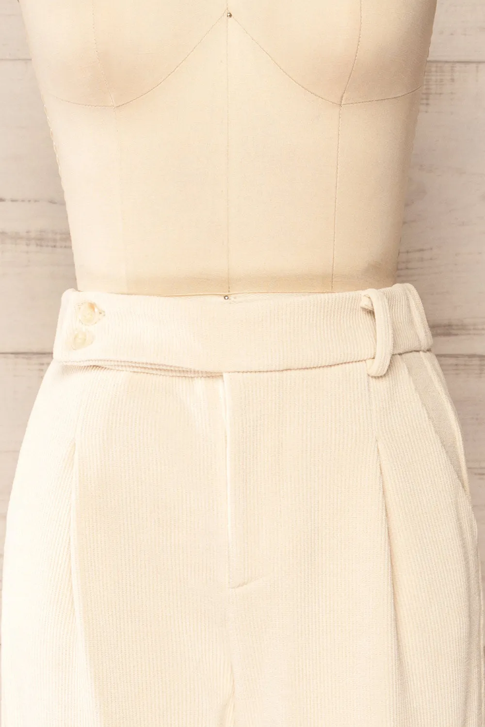 Jakarta Ivory | Corduroy High-Waisted Pants