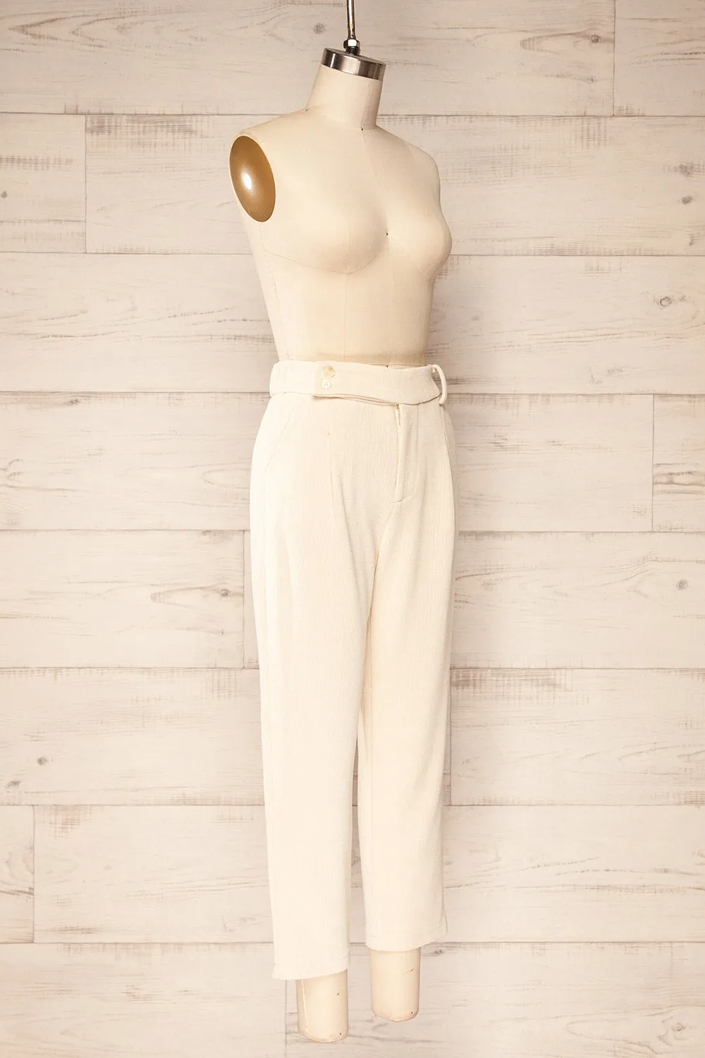 Jakarta Ivory | Corduroy High-Waisted Pants