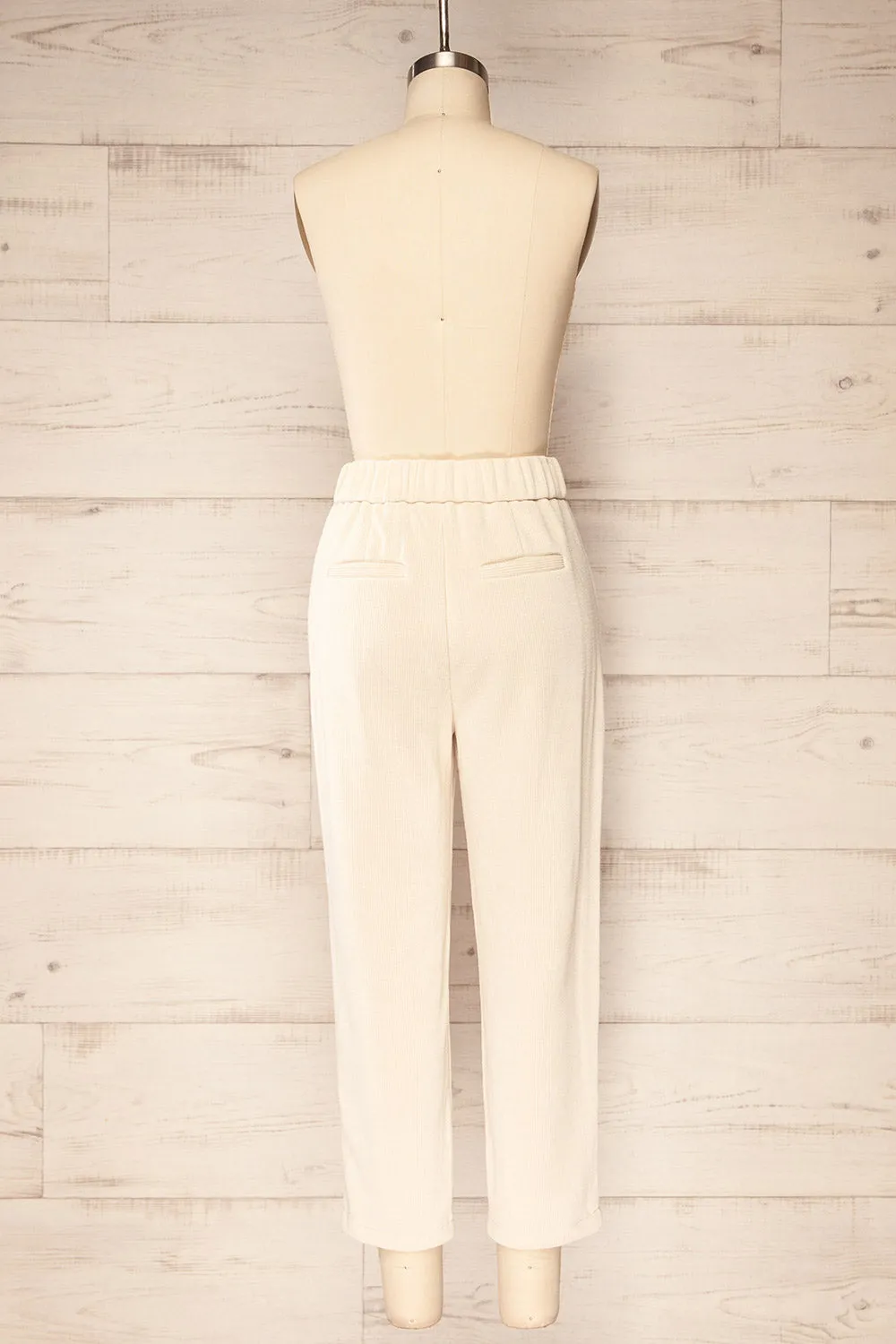 Jakarta Ivory | Corduroy High-Waisted Pants