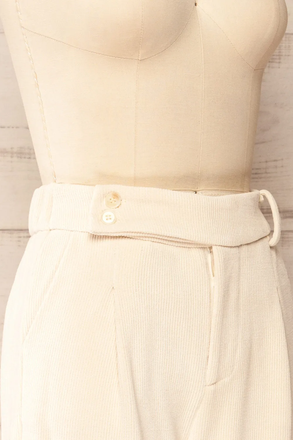 Jakarta Ivory | Corduroy High-Waisted Pants