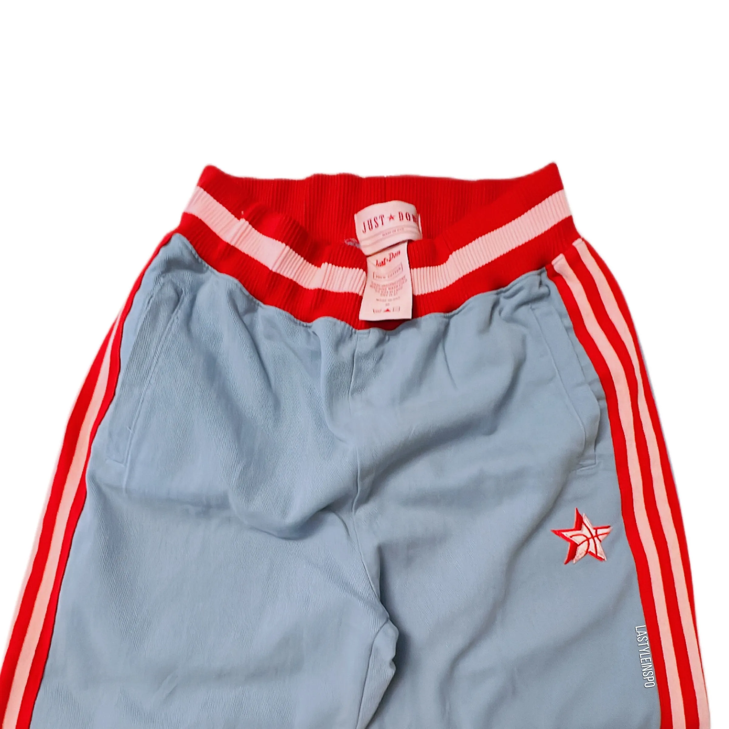 Just Don Sporty Pants blue star with red side straps baseball Size Medium