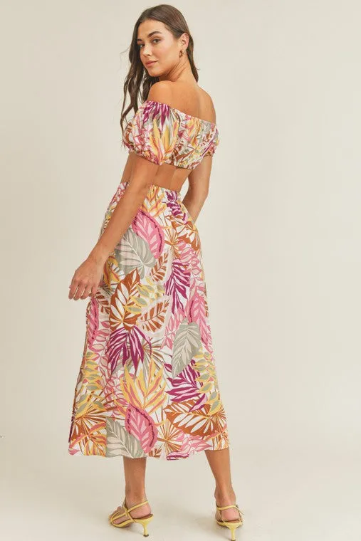 Kai Tropical Print Crop Top & Skirt Set