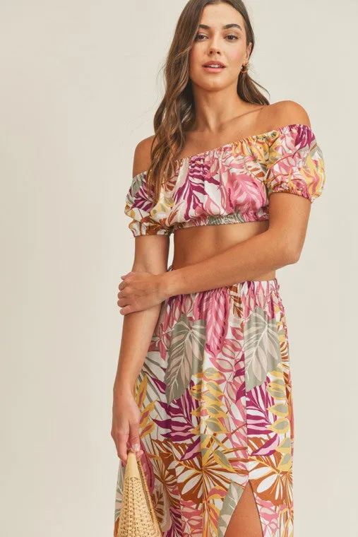 Kai Tropical Print Crop Top & Skirt Set