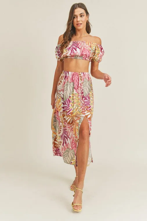 Kai Tropical Print Crop Top & Skirt Set