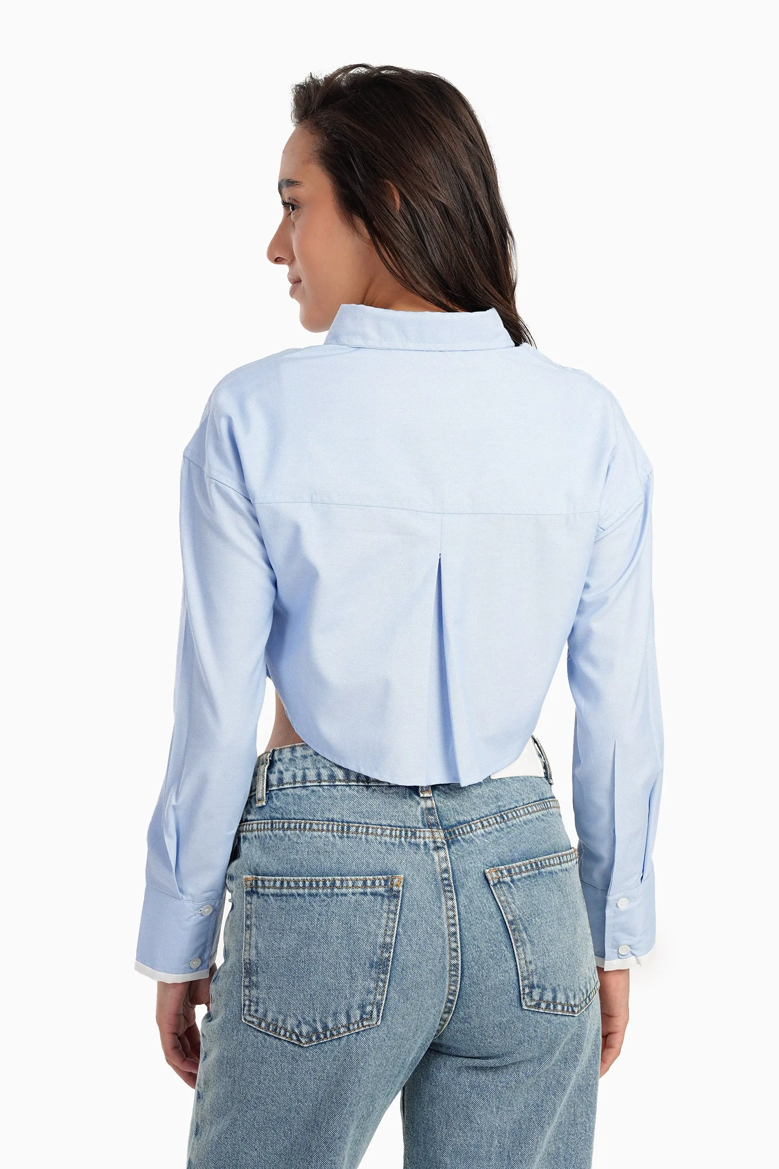 Light Blue Cropped Shirt