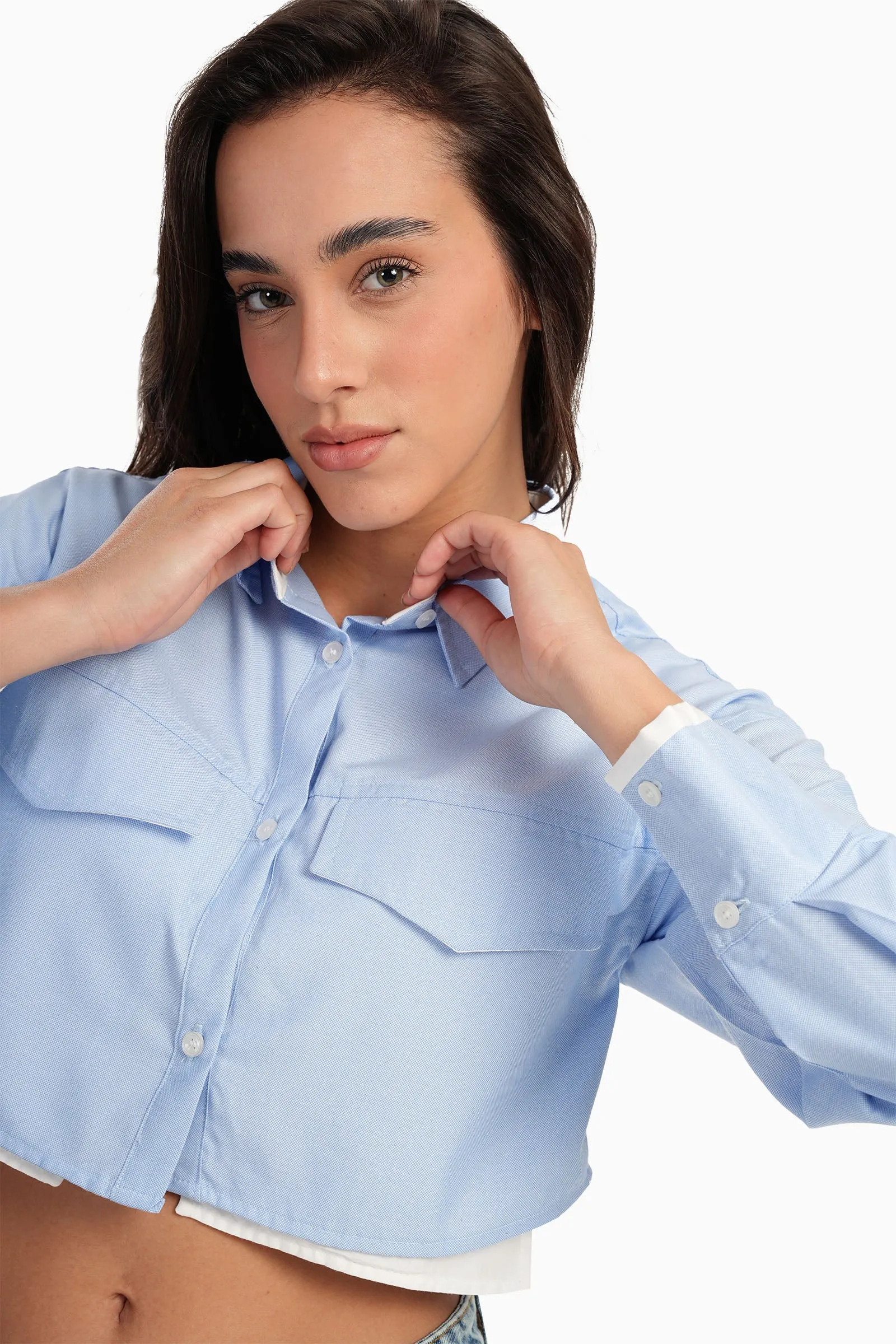 Light Blue Cropped Shirt