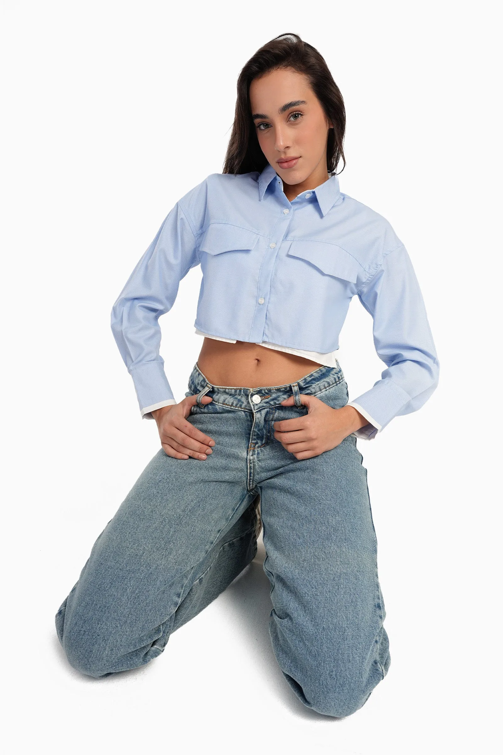 Light Blue Cropped Shirt