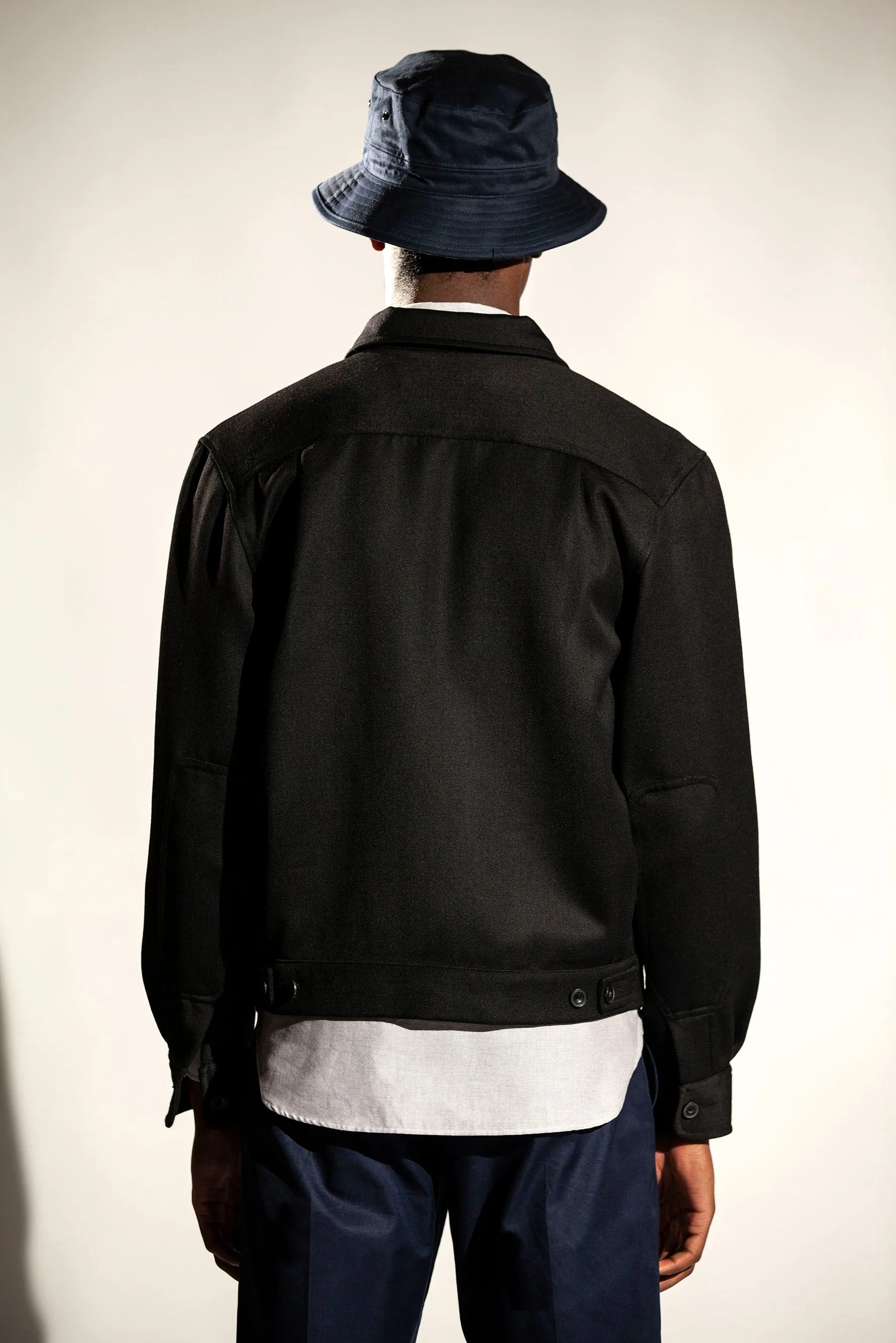 Lined Cropped Jacket - Black Twill