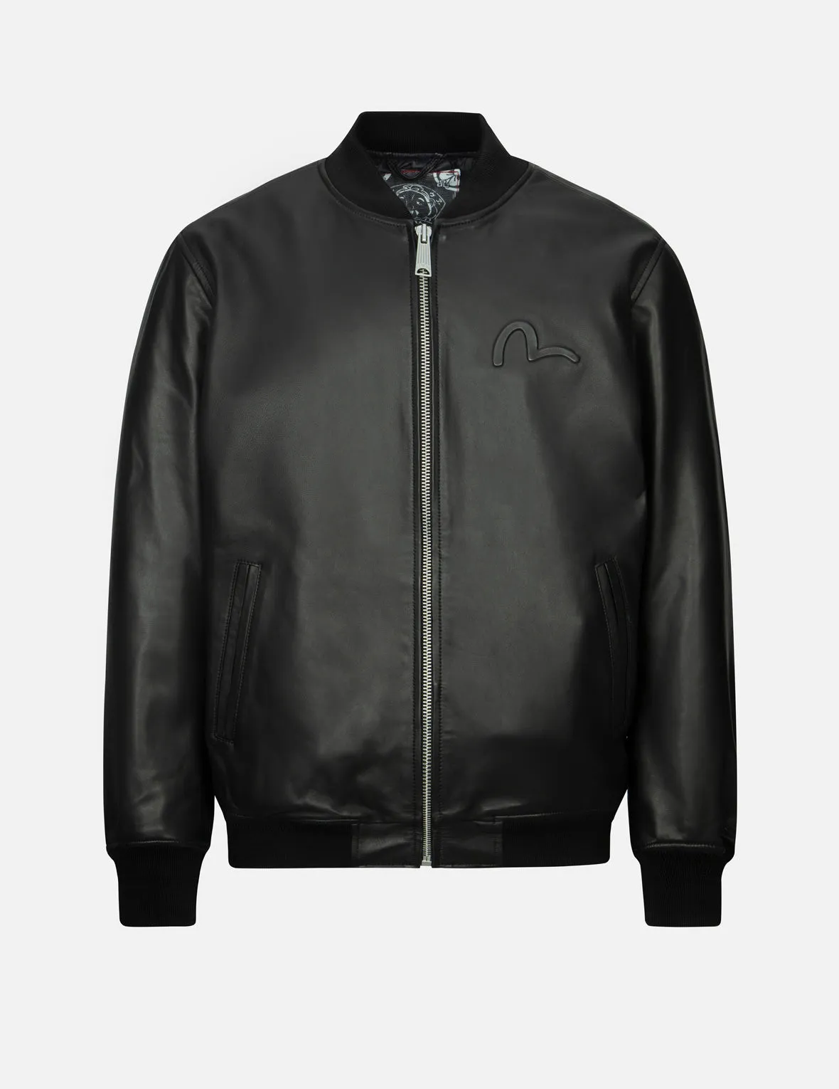 Logo Appliquéd Leather Bomber Jacket