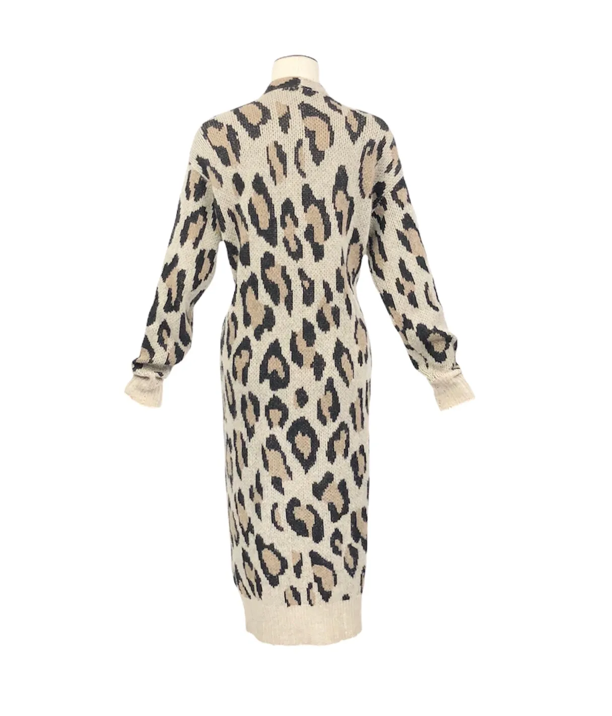 Long Leopard Cashmere Cardigan | Size XS