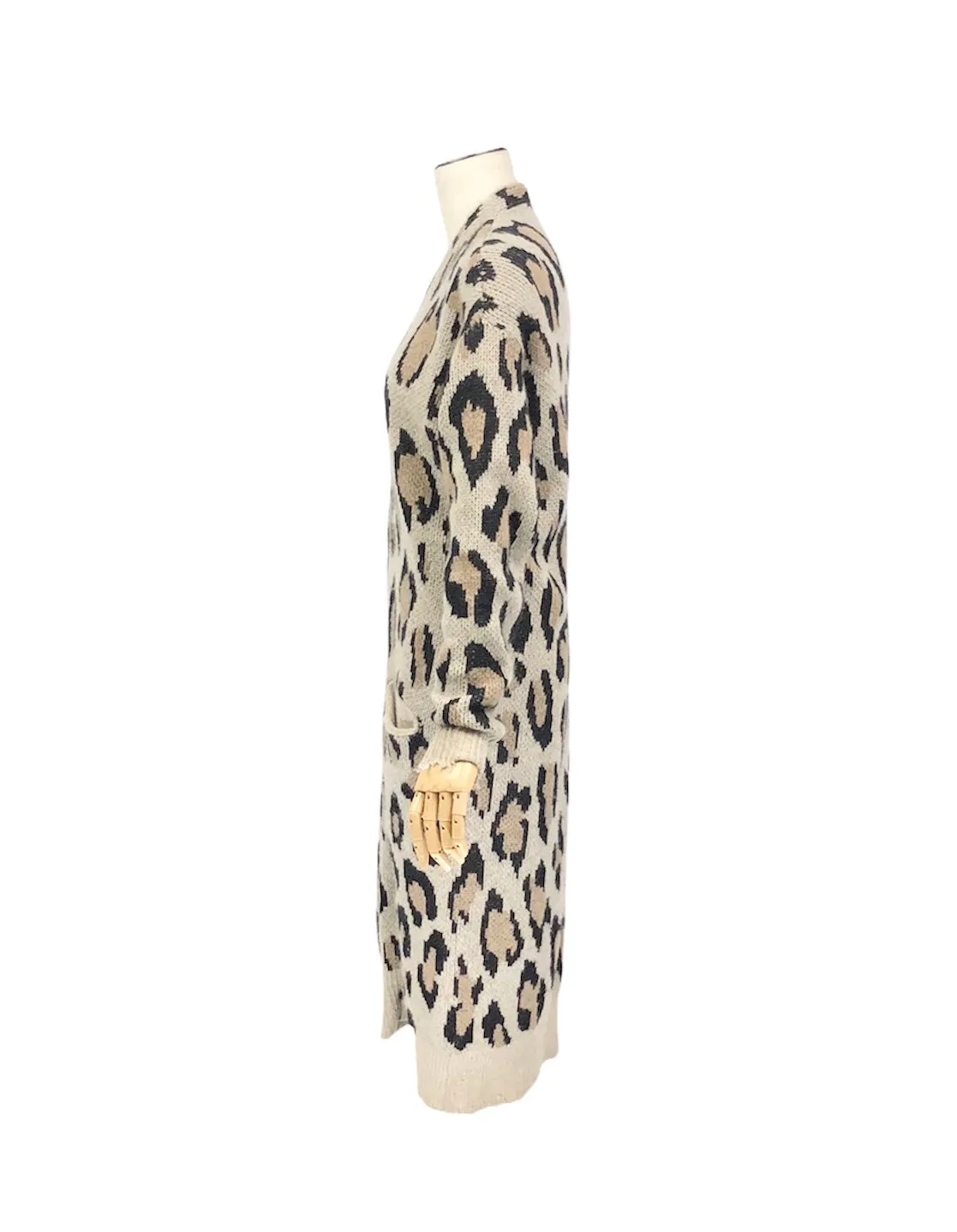 Long Leopard Cashmere Cardigan | Size XS