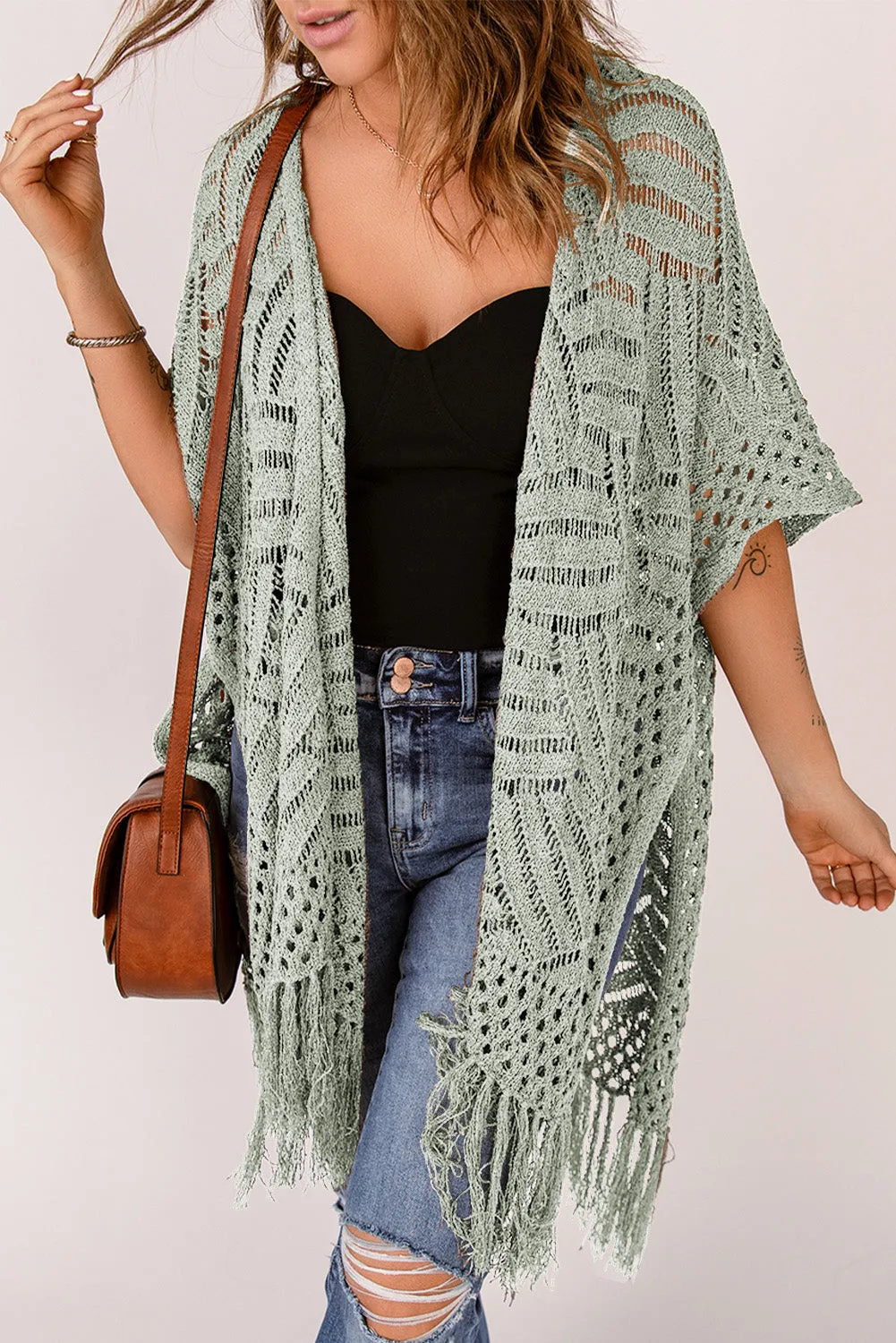 Loose Knitwear Kimono with Slits