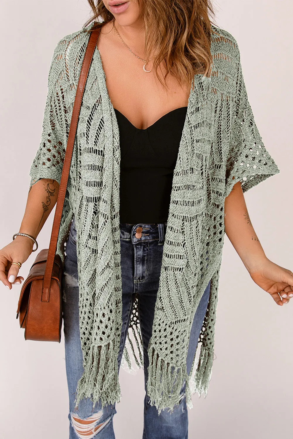 Loose Knitwear Kimono with Slits