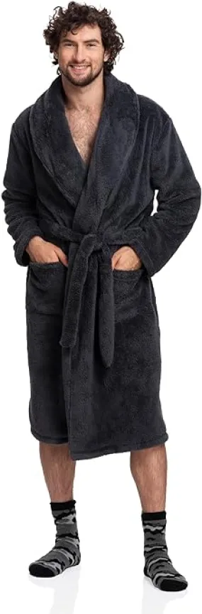 Luxurious Comfort: Men's Full-Length Sherpa Robe in Gray - Ultimate Relaxation Meets Winter Warmth