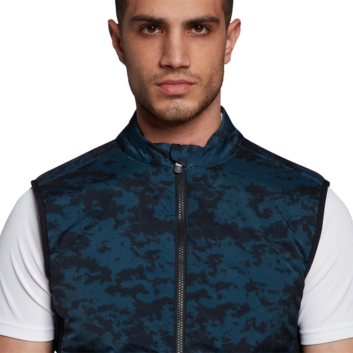 Lyle & Scott Tonal Eagle Seafoam Gilet - Dark Navy/ Light Navy