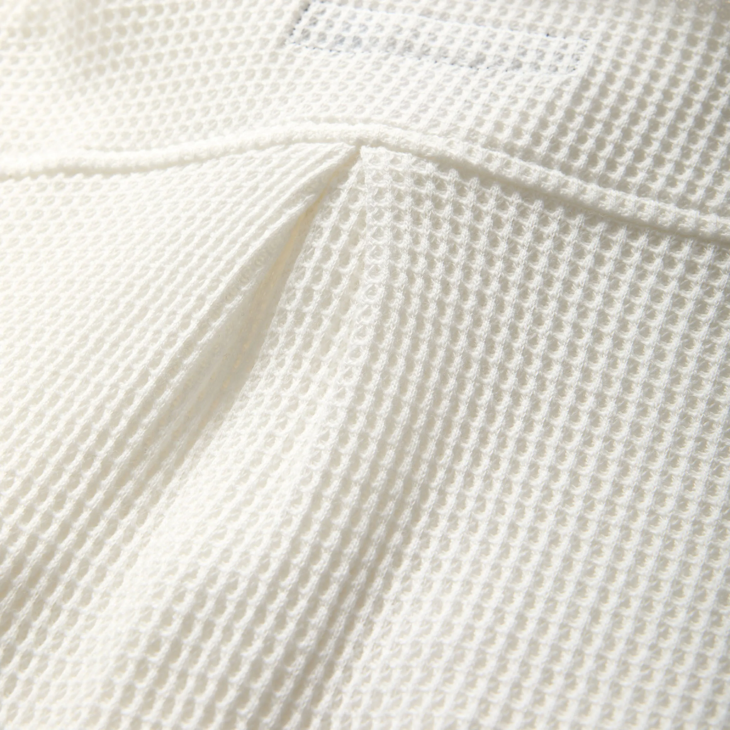 Magnetic Front Waffle Weave Casual Shirt with Dual Oversized Pockets in White