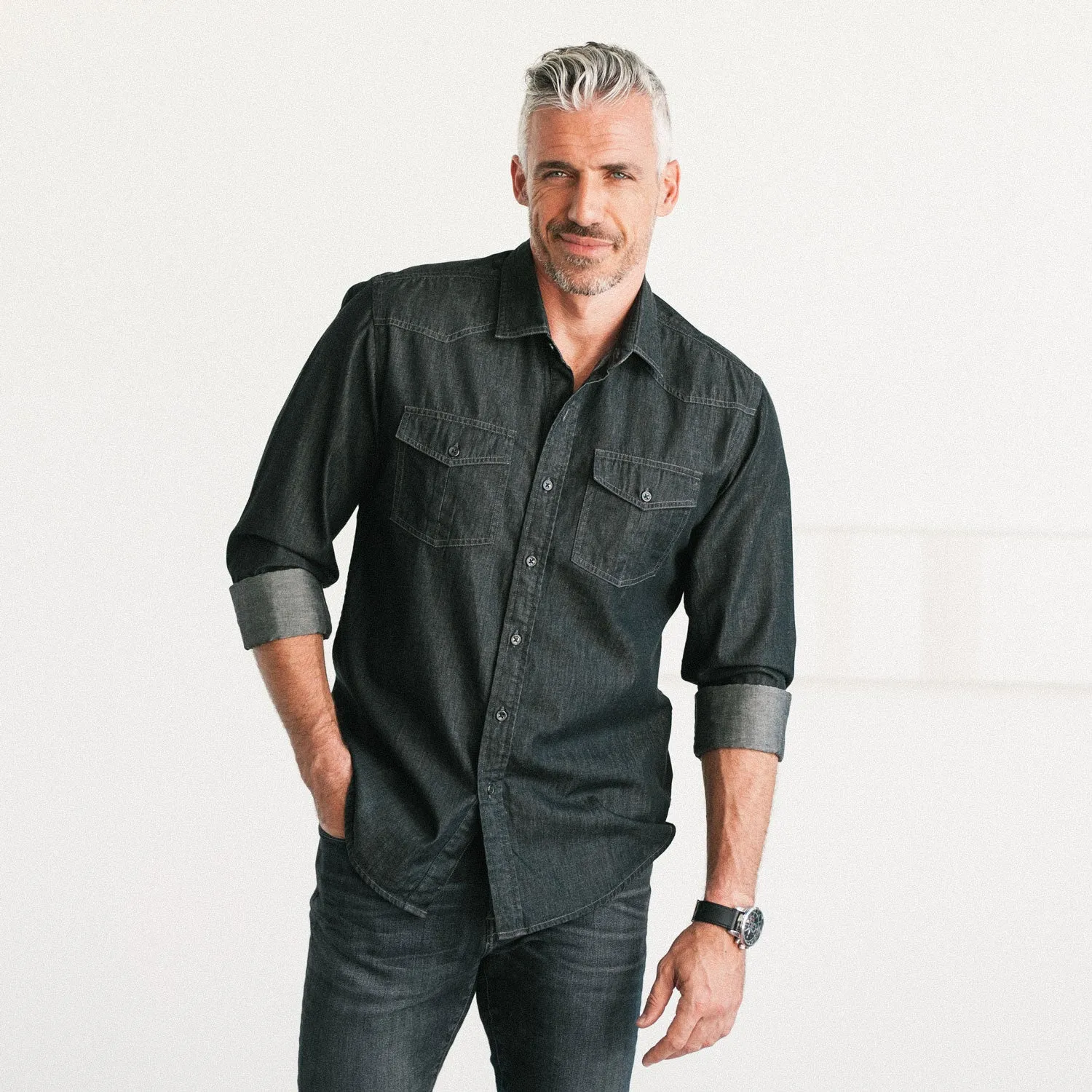 Maker Shirt – Black Cotton Denim