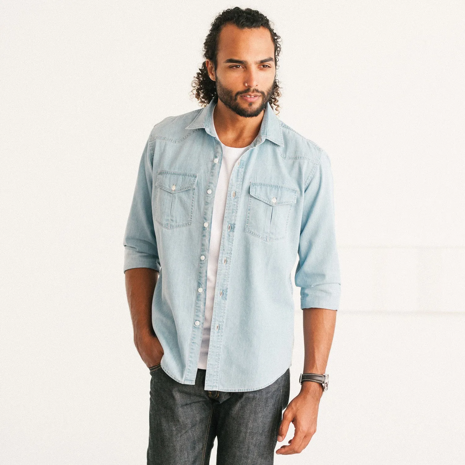 Maker Shirt – Light Blue Cotton Denim