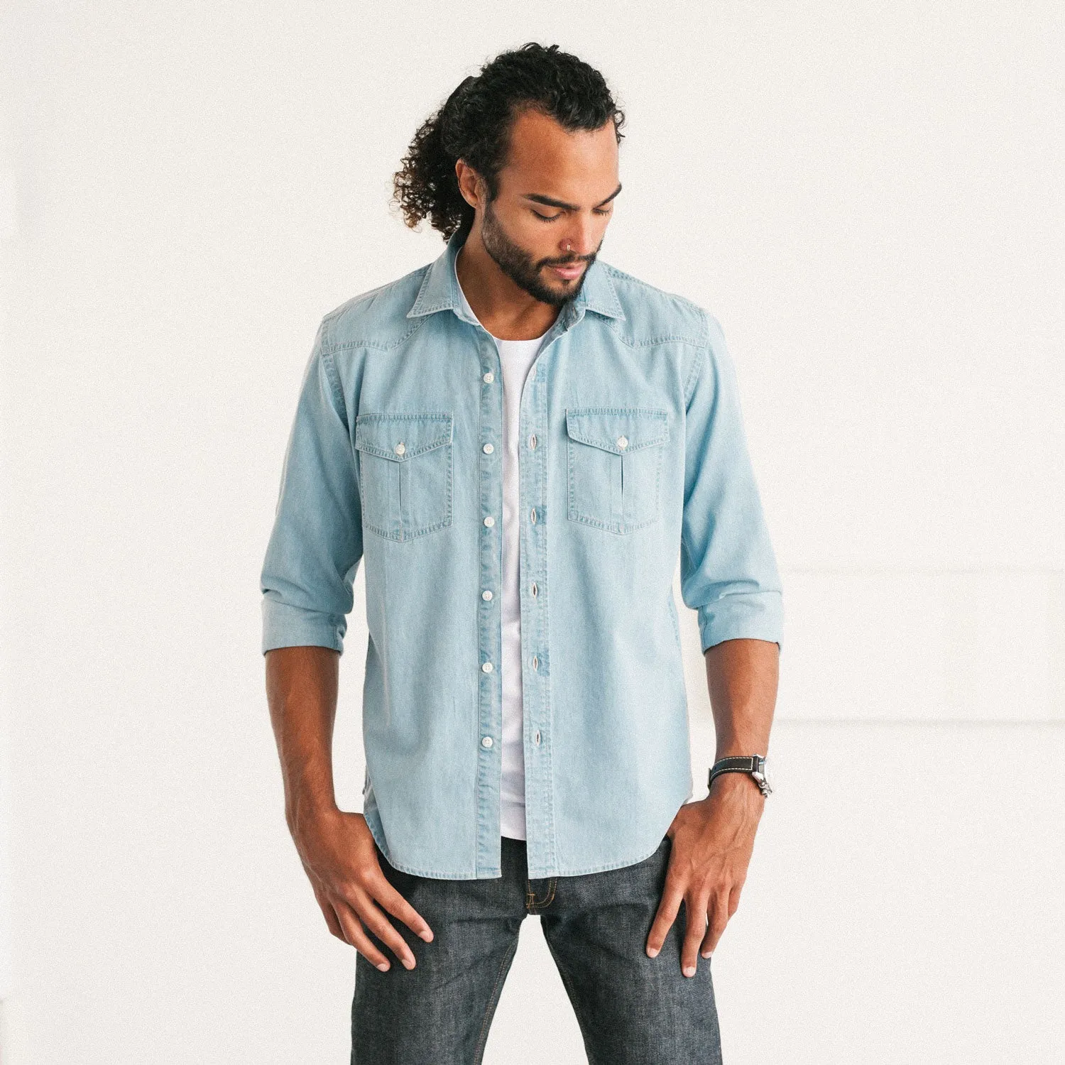 Maker Shirt – Light Blue Cotton Denim